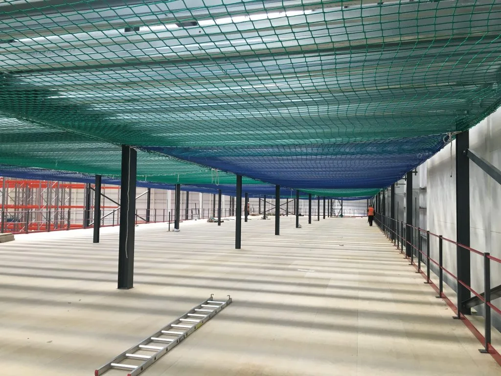 mezzanine floor with safety netting above