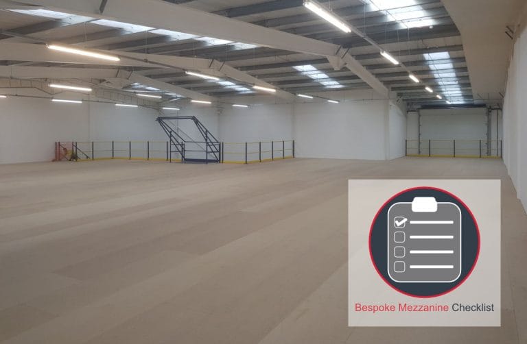 mezzanine floor with bespoke mezzanine checklist graphic