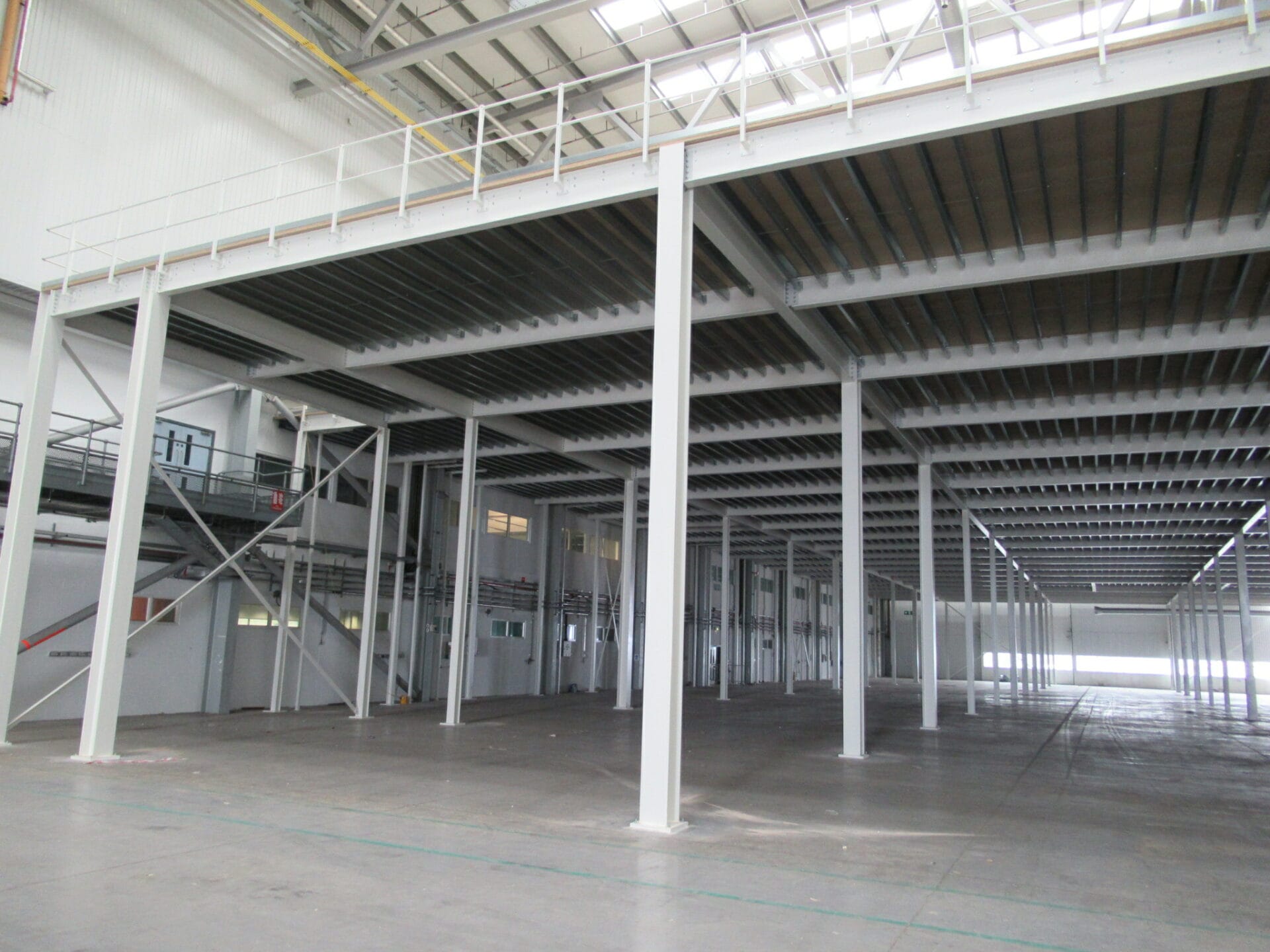 mezzanine floor showing under side and edge protection