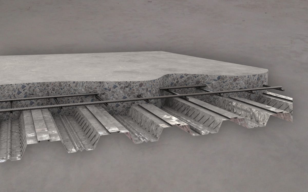 cross section of composite concrete flooring