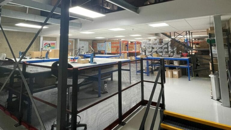 mezzanine floor in manufacturing warehouse