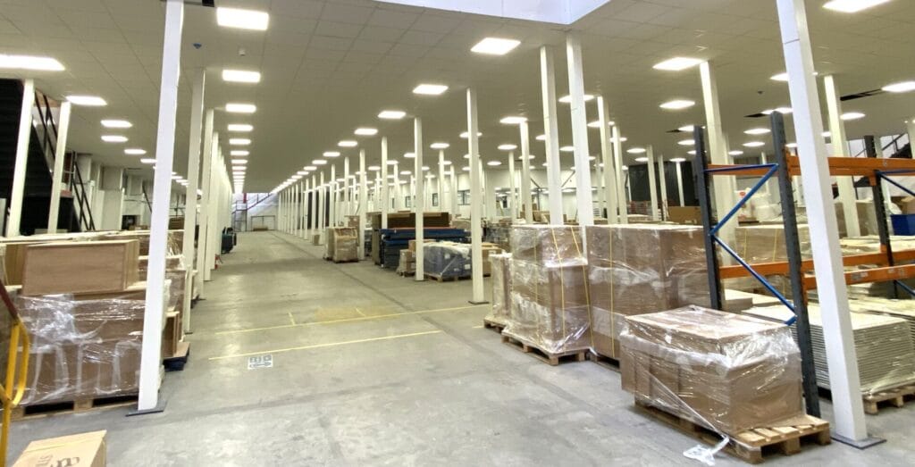 Efficient use of mezzanine floors in furniture production facility
