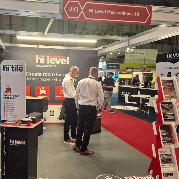 Hi-Level Mezzanines attend IMHX 2025 - meeting customers and prospects looking to increase space with a mezzanine so they can grow