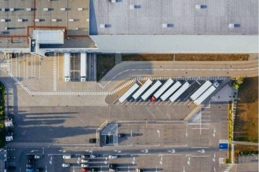 c overhead shot of car park showing lorries